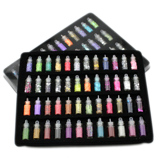Set de 48 Joyas para Uñas con Lentejuelas y Polvos - Material DIY para Decoración - Image 2