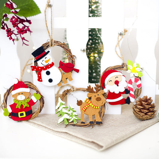 Adorno Navideño de Mimbre con Fieltro - Colgante Santa Claus y Personajes Decorativos - Image 2
