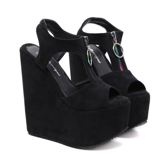 Sandalias Cuña Plataforma con Cierre de Cremallera para Mujer - Image 2