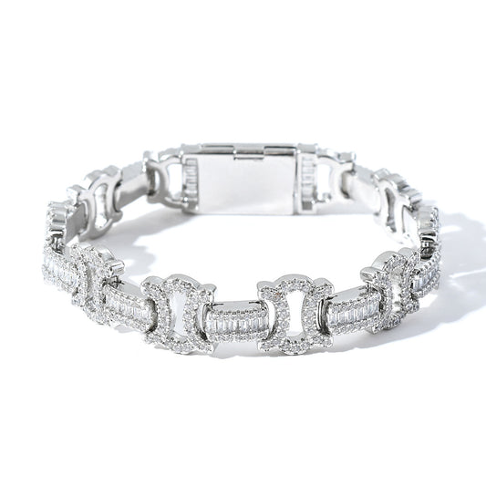 Pulsera Hip Hop para Hombre con Circonitas Cuadradas y Redondas Incrustadas - Image 2