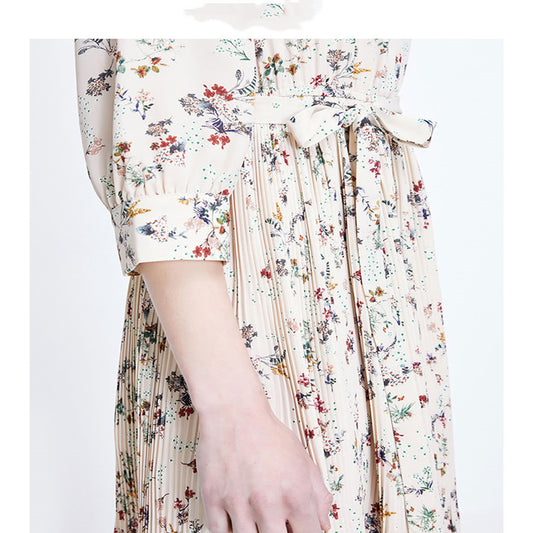 Vestido Plisado Floral A-Line con Cintura Ajustada en Gasa - Image 2