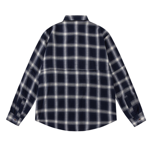 Camisa de Cuadros Americana Retro Manga Larga para Hombre - Image 2