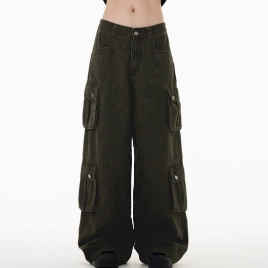 Pantalones Cargo Denim Retro Deconstruidos Unisex Holgados - Image 2