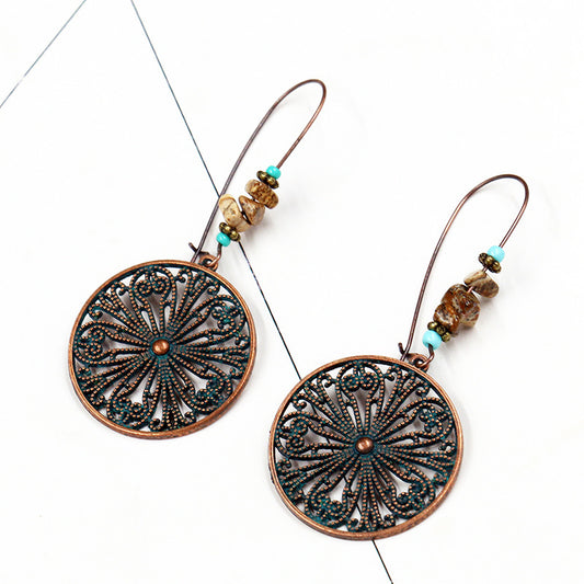 Aretes Retro de Aleación Floral Redondos Creativos - Image 2