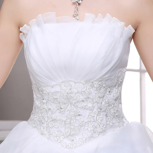 Vestido de Novia Elegante con Encaje y Sujetador Incorporado - Estilo Coreano Moderno - Image 2