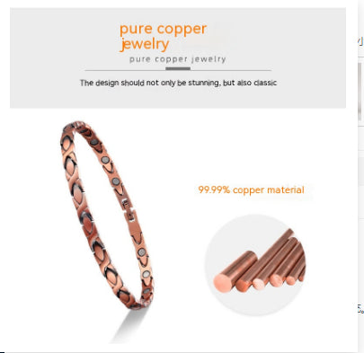 Pulsera Magnética de Cobre Puro con Cadena de Eslabones - Tobillera de Cobre Rojo - Image 2