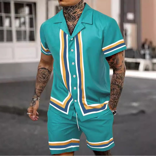 Conjunto de Dos Piezas Camisa Cuello Cubano para Hombre - Image 2