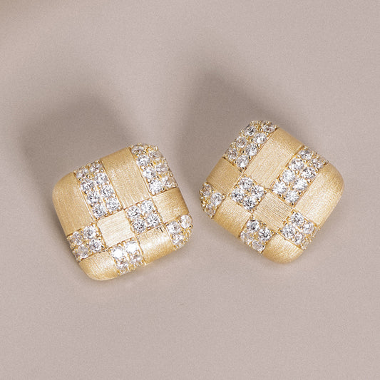 Aretes Cuadrados con Diamantes Geométricos en Plata 925 y Circón - Image 2