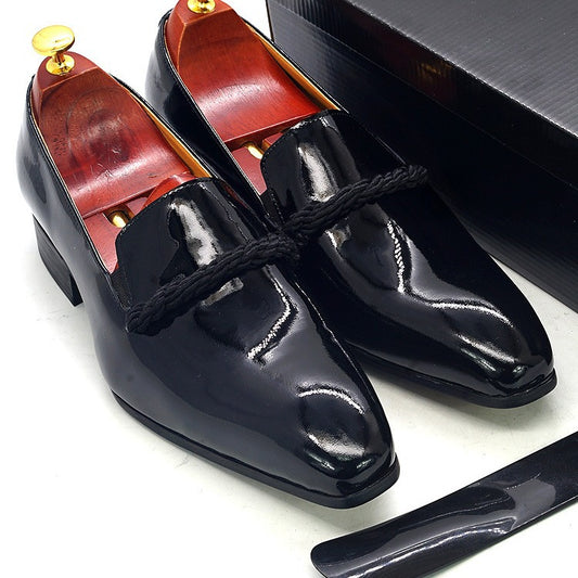 Mocasines Formales de Cuero Charol Negro Punta Aguda para Hombre - Image 2
