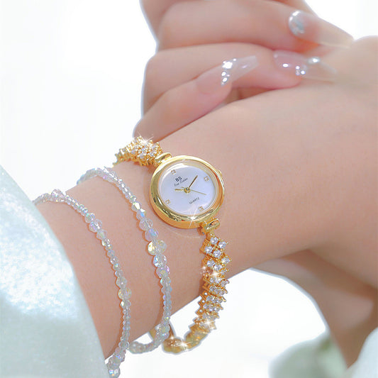 Reloj de Lujo Sirena con Cadena de Diamantes en Oro y Plata - Image 2
