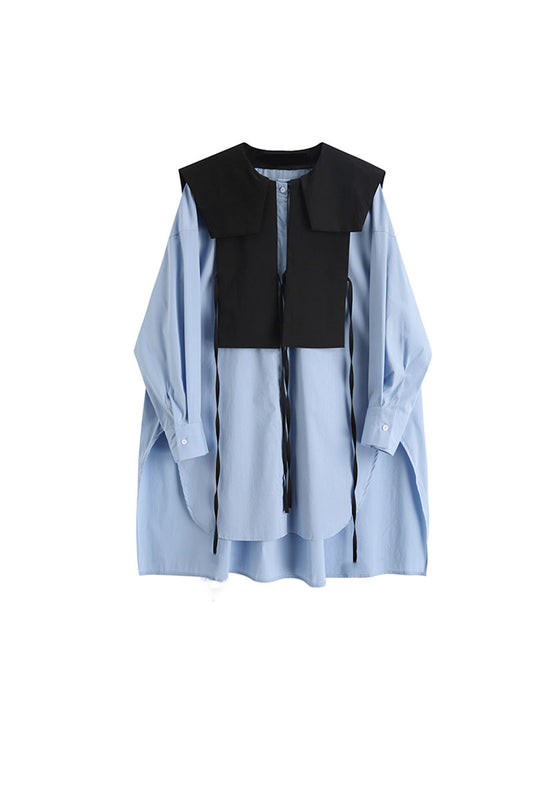 Camisa Suelta Estilo Occidental con Cuello Volador - Manga Larga Versión Coreana - Image 2