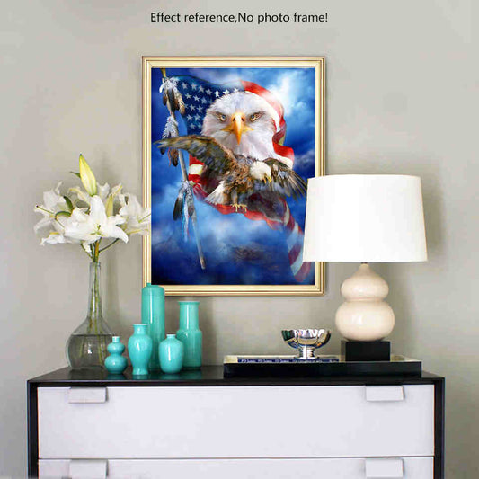 Cuadro de Pintura de Diamantes 5D - Búho con Bandera para Decoración del Hogar - Image 2