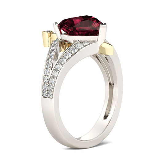 Anillo de Rubí en Forma de Corazón con Corona de Amor - Image 2