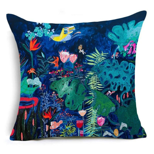 Funda de Almohada Flores Pintadas a Mano Estilo Nórdico Retro - Image 2