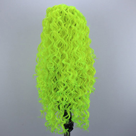Peluca Ondas Grandes Fluorescente Cabello Largo con Encaje Frontal Fibra Sintética - Image 2