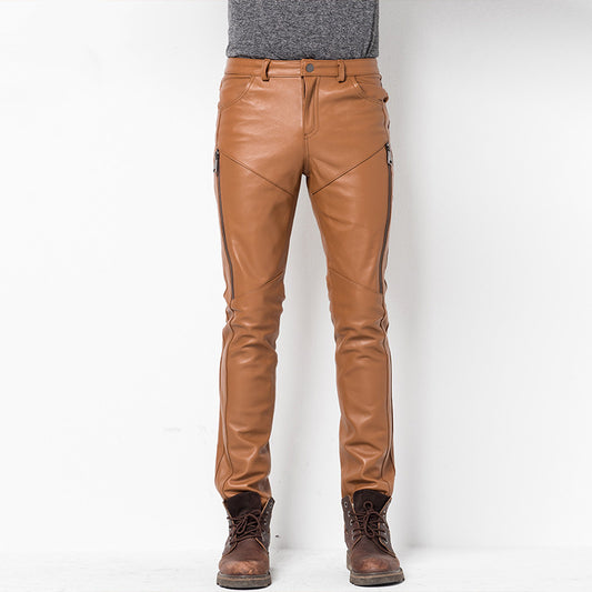 Pantalones de Cuero para Hombre Invierno Ajustado Estilo Coreano - Image 2