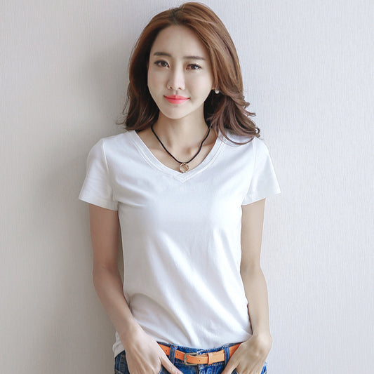 Blusa Camiseta Mujer Verano Cuello Redondo Manga Corta Estilo Coreano - Image 2