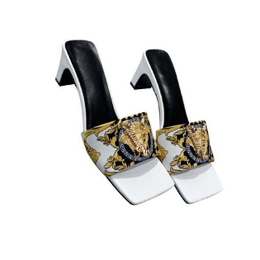 Pantuflas de Tacón Alto con Patrón de Cuero - Comodidad y Estilo - Image 2