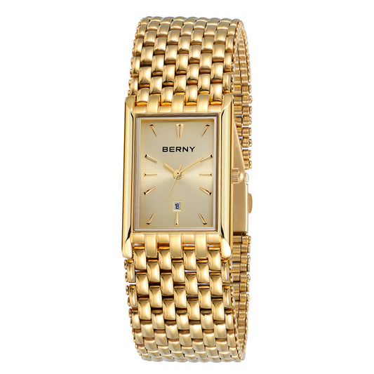 Reloj de Cuarzo Rectangular Dorado Ultrafino para Hombre - Image 2