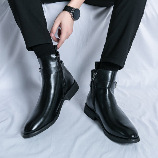 Botas Martin de Cuero Estilo Británico con Cierre Lateral para Hombre - Image 2