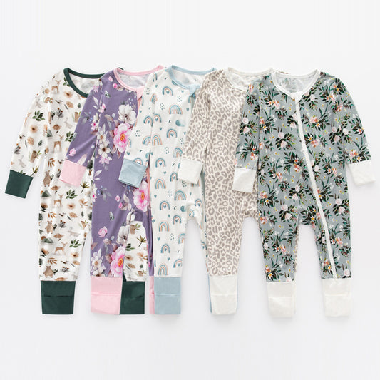 Pijama Enterizo para Bebé de Fibra de Bambú con Doble Cierre - Manga Larga Primavera Otoño - Image 2