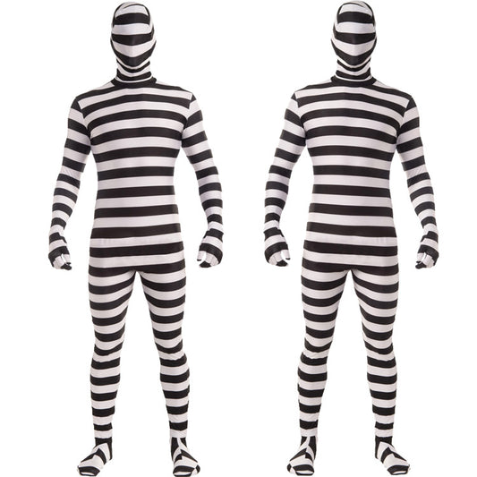 Uniforme de Presidiario Blanco y Negro para Halloween - Image 2