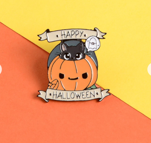 Broche Calabaza Halloween con Esmalte y Efecto Goteo - Image 2