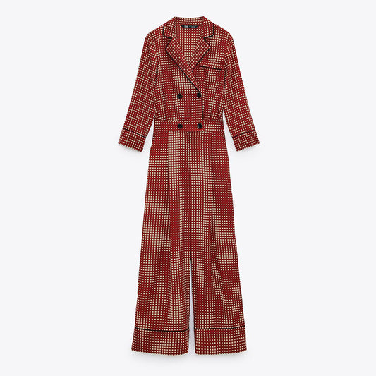 Jumpsuit Estilo Occidental Doble Botonadura con Estampado - Image 2