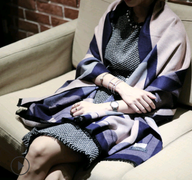 Bufanda Chal Reversible Doble Cara Invierno - Lana Cachemira Premium Extragrande - Image 2