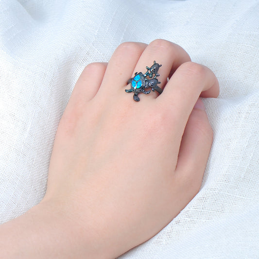 Anillo Tortuga Ópalo Fuego Azul - Image 2
