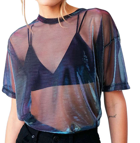 Blusa Casual Transparente de Malla Estilo Europeo - Image 2