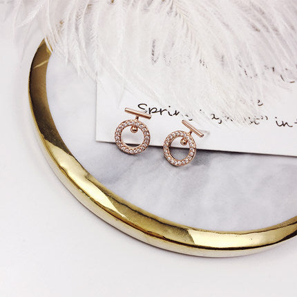 Aretes de Plata Pura Chapados en Oro Rosa - Diseño Delicado Estilo Coreano - Image 2