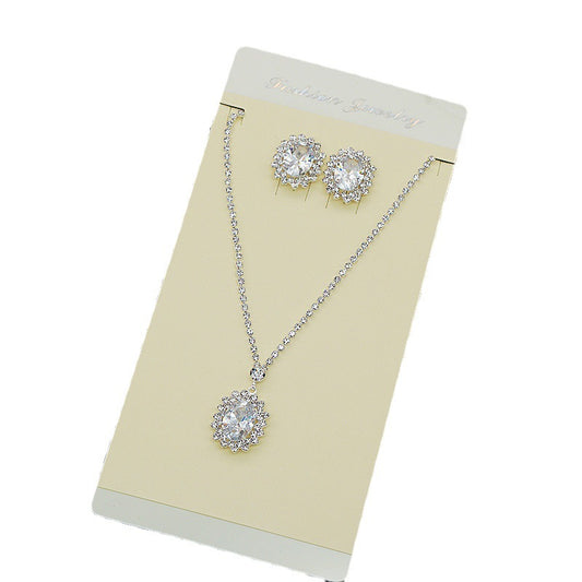Conjunto de Collar y Aretes con Cristales de Agua Brillante y Circonitas - Image 2