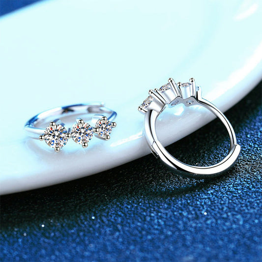 Aretes de Plata Esterlina 925 con Moissanita - Diseño Elegante Chapado en Platino - Image 2