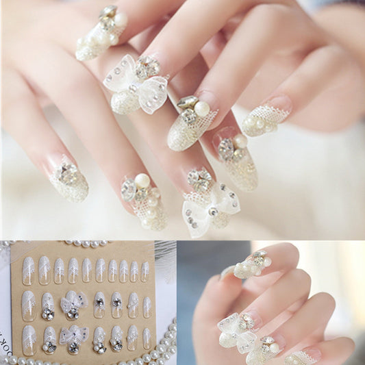 Uñas Postizas Decoradas con Lazo y Corona - Parches de Uñas Artísticas - Image 2