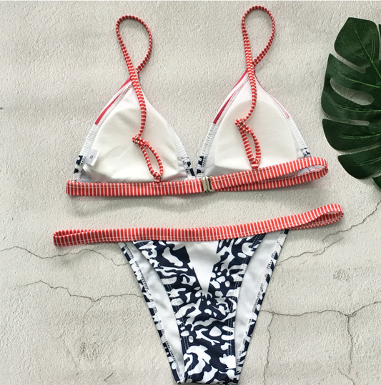 Bikini Estampado Rayas - Diseño Europeo Moderno Split Swimwear - Image 2