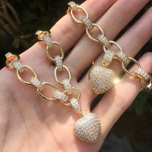 Conjunto de Collar y Pulsera Corazón con Micro Incrustaciones - Image 2