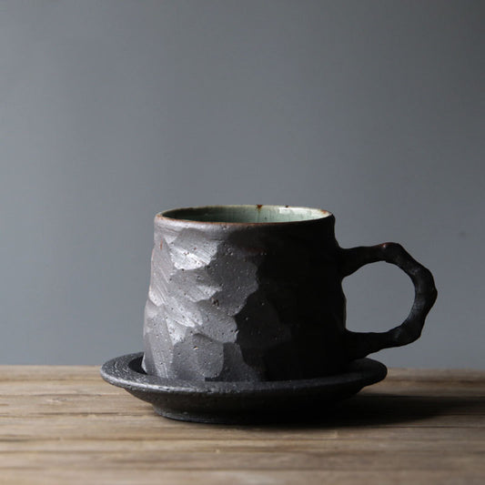 Juego de Taza y Platillo de Cerámica Artesanal Estilo Japonés - Image 2