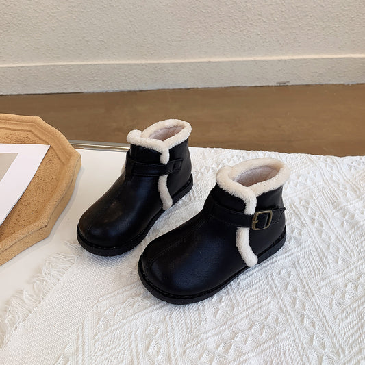 Zapatillas Coreanas de Lana Cardada con Cierre Velcro y Suela Suave - Image 2