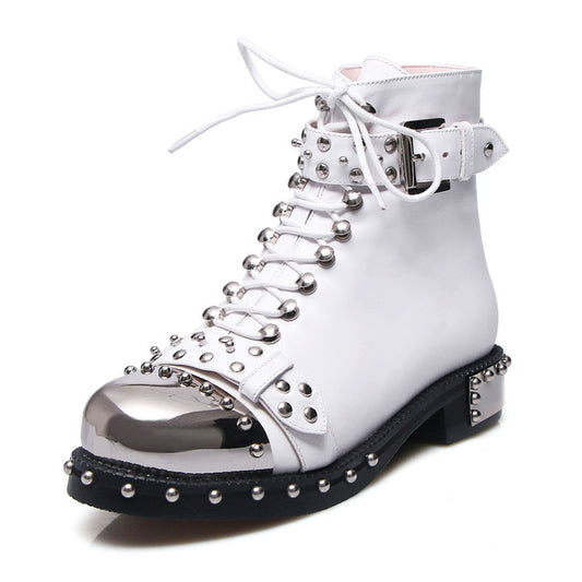 Botas Cortas de Tacón Bajo con Remaches Estilo Motociclista - Image 2