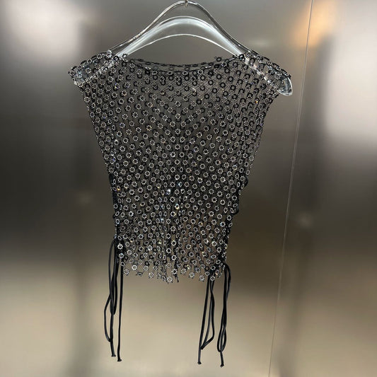 Chaleco Transparente de Malla sin Mangas Cuello Redondo - Image 2