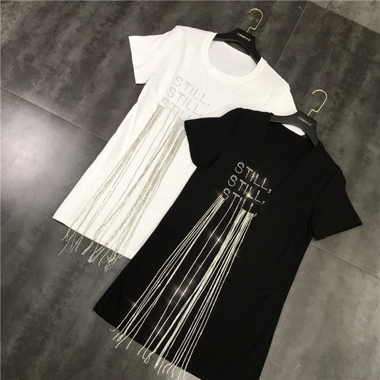 Playera Midi con Strass y Cadena Fringe para Mujer - Image 2