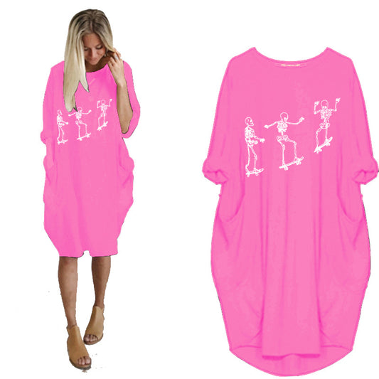 Vestido Holgado de Manga Larga con Estampado Temático y Bolsillos - Image 2