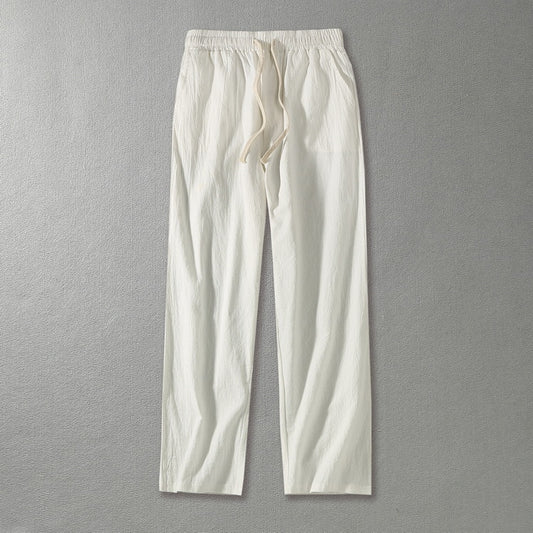 Pantalones Rectos Holgados de Algodón y Lino para Uso Casual - Image 2
