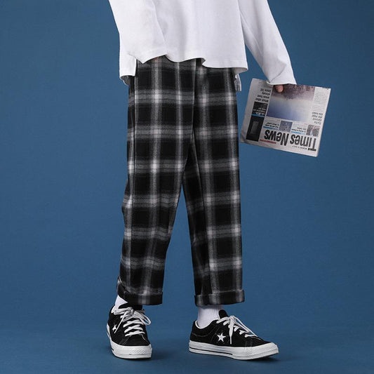 Pantalones Casuales de Cuadros para Hombre con Corte Recto y Cintura Suelta - Image 2