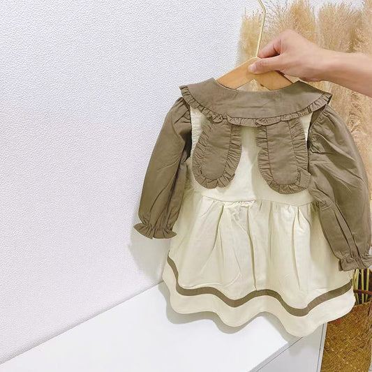 Conjunto Infantil Falda con Tirantes y Blusa Manga Larga Conejo - Image 2