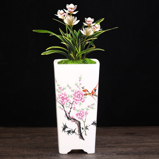 Maceta Cuadrada de Cerámica Esmaltada Púrpura con Diseño Moderno para Plantas - Image 2