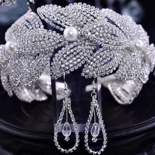 Diadema Artesanal con Hojas de Cristal Brillante - Image 2
