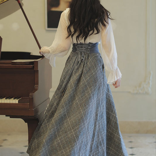 Conjunto de Falda de Lana Retro Elegante para Otoño - Image 2