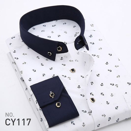 Camisa Estampada de Manga Larga Estilo Coreano para Hombre - Image 2